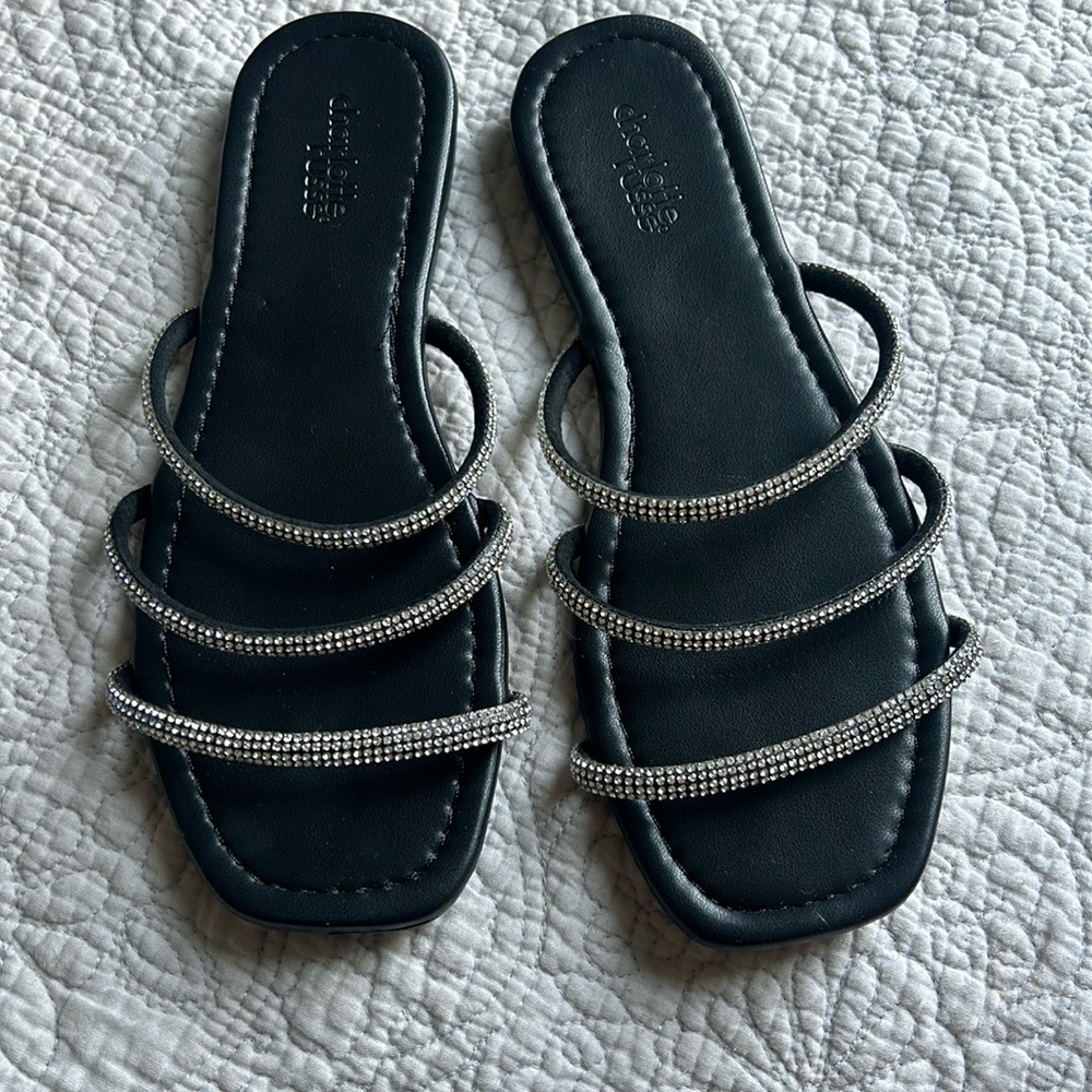 Black Rhinestone Sandal